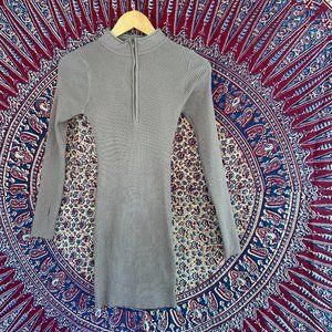 Princess Polly Ribbed Bodycon Mini Dress Long Sleeved 1/4 Zipper Size Small